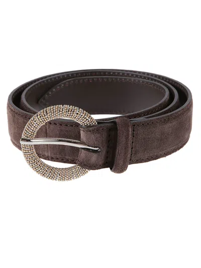 Orciani Slim Dark Brown Suede Belt