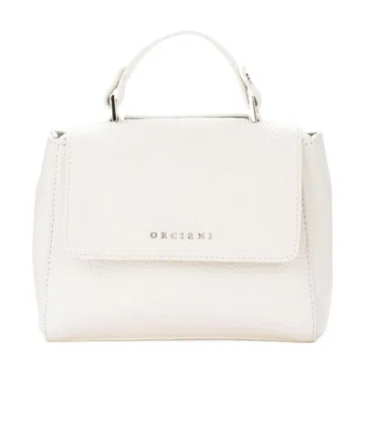 Orciani Small Boxy Logo Shoulder Bag In White