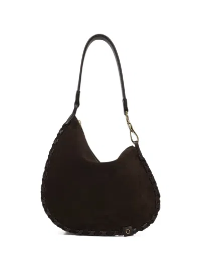 Orciani Small Chaos Peach Cross Braided Suede Shoulder Bag In Blue
