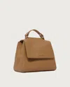 Orciani Small Handbag In Hammered Leather With Removable Shoulder Strap In Marrone
