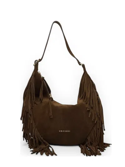 Orciani Small Isola Fringe Hobo Shoulder Bag In Brown