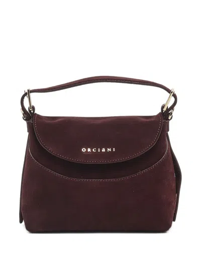 Orciani Small Nana Peach Suede Tote Bag In Burgundy