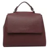 Orciani Bordeaux Leather Bag With Flap And Top Handle In Red