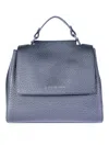 Orciani Small Structured Textured Leather Shoulder Bag In Blue