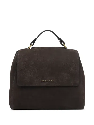 Orciani Small Sveva Nubuck Handbag In Brown