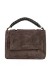 Orciani Small Sveva Peach Braided-handle Suede Tote Bag In Brown