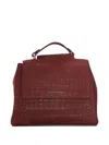 Orciani Small Sveva Soft Crocodile-effect Shoulder Bag In Burgundy