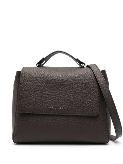 Orciani Mini Soft Shopper Bag With Artistic Design In Black