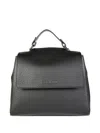 Orciani Medium Textured Leather Shoulder Bag In Black