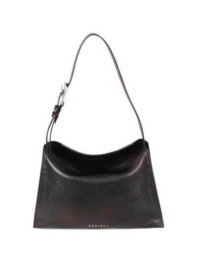 Orciani Small Trinity Lagoon Logo-plaque Shoulder Bag In Black