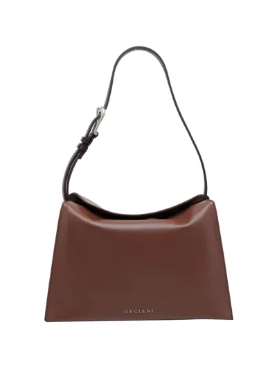 Orciani Small Trinity Leather Shoulder Bag In Brown