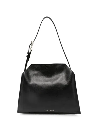 Orciani Small Trinity Soft Buckle-detail Logo-lettering Tote Bag In Black