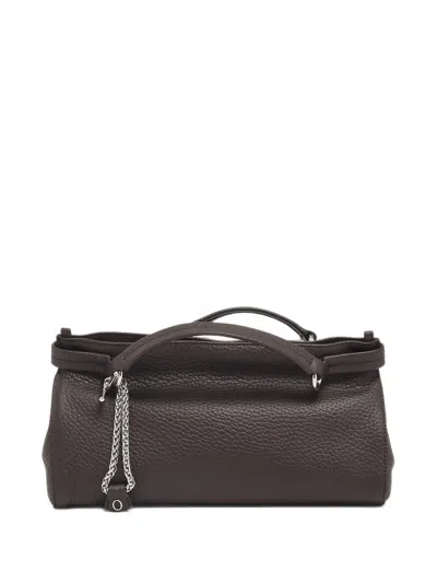 Orciani Small Virgo Grainy-leather Tote Bag In Brown