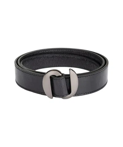Orciani Smooth Leather Belt With Sculptural Metal Buckle In Black