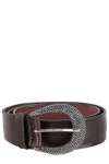 Orciani Soft Bull Leather Belt With Polished Buckle In Brown