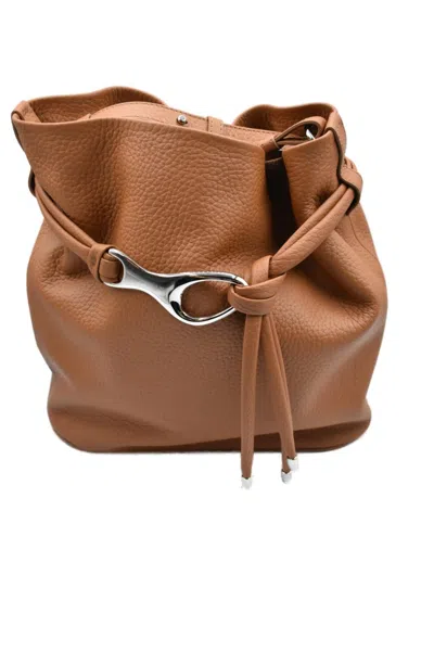 Orciani Soft Leather Shoulder Bag In Brown