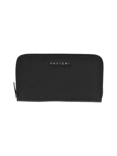 Orciani Soft Leather Zip-around Wallet In Black