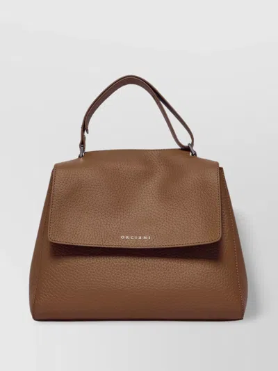 Orciani Soft Media Tote Bag With Adjustable Strap In Brown