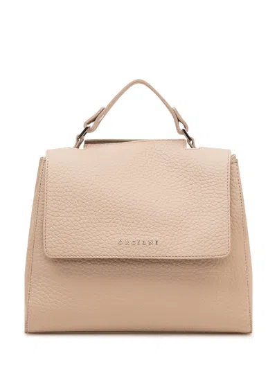 Orciani Soft Mini Handbag With Paint Accents In Neutral
