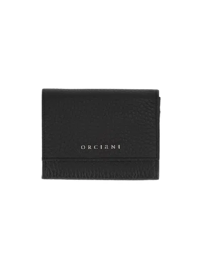 Orciani Soft Small Leather Envelope Wallet In Black