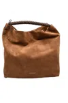 Orciani Soft Suede Shoulder Handbag With Braided Strap In Brown
