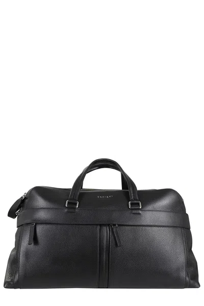 Orciani Spacious Black Duffel Bag With Adjustable Strap
