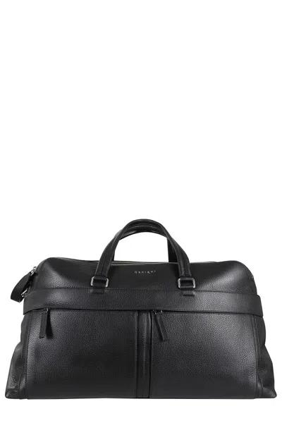 Orciani Spacious Black Duffel Bag With Adjustable Strap