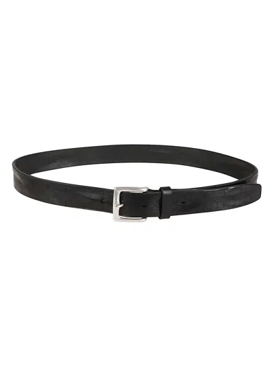 Orciani Sports Slim Embossed Calf Leather Belt In Black