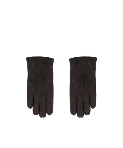 Orciani Stitched-detail Leather Gloves In Brown