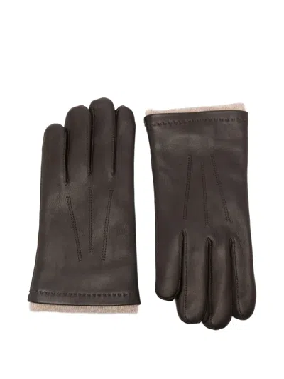 Orciani Stitching Gloves In Brown