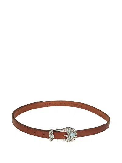 Orciani Stone-embellished Leather Belt In Brown