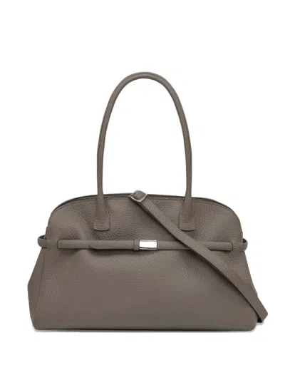 Orciani Strap-detail Leather Tote Bag In Brown