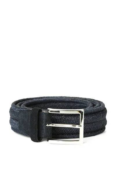 Orciani Stretch Braided Fabric Casual Belt In Black