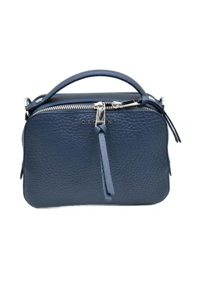 Orciani Structured Blue Handbag With Textured Finish In Green