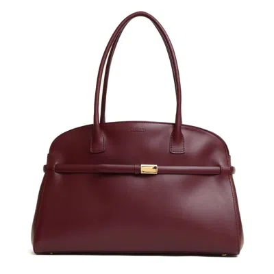Orciani Structured Bordeaux Calf Leather Shoulder Bag In Burgundy