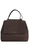 Orciani Structured Brown Leather Shoulder Bag In Black