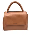 Orciani Structured Brown Leather Sigaro Handbag In Brown
