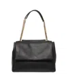 Orciani Structured Hammered Leather Shoulder Bag With Chain Strap In Black
