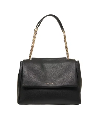 ORCIANI STRUCTURED HAMMERED LEATHER SHOULDER BAG WITH CHAIN STRAP