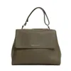 Orciani Structured Textured Green Leather Handbag In Gray