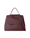 Orciani Structured Textured Leather Shoulder Bag In Burgundy