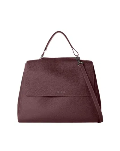 Orciani Structured Textured Leather Shoulder Bag In Burgundy