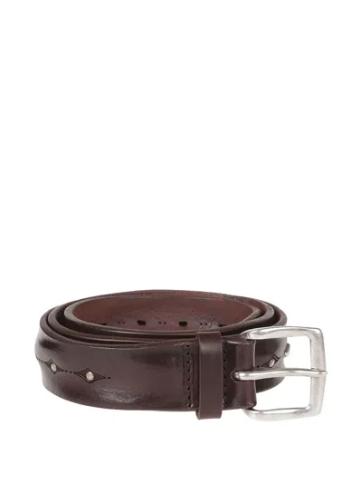 Orciani Stud-embellished Leather Belt In Brown