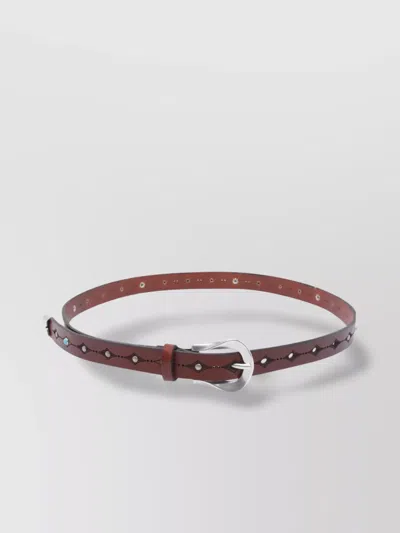 Orciani Studded Embossed Adjustable Length Belts In Brown