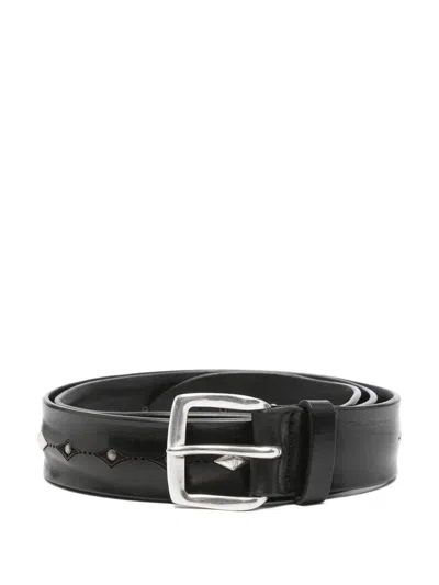 Orciani Studded Leather Belt In Black
