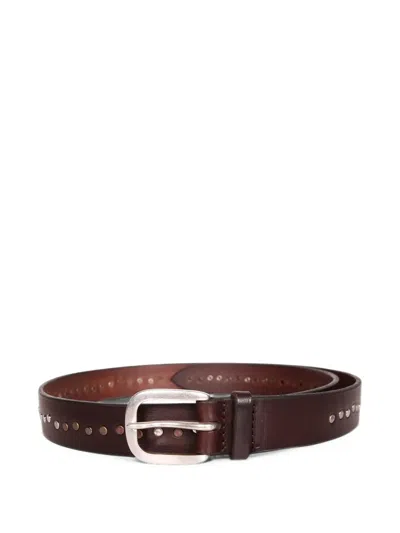 Orciani Studded Leather Belt In Brown