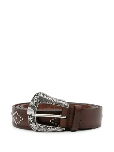 Orciani Stud-embellished Leather Belt In Brown