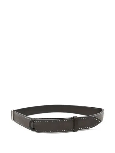 Orciani Stud-embellished Leather Belt In Gray