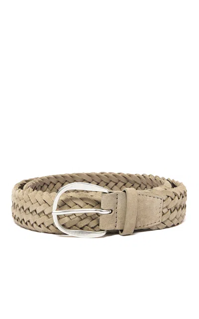 Orciani Plot Braided Suede Classic Belt In Brown
