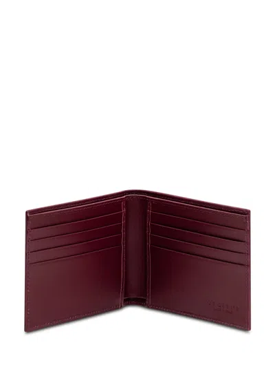 Orciani Stylish Mini Leather Wallet In Ebano+bordeaux